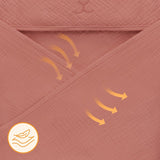 Prosop de baie, Lionelo, Cu gluga, Din muselina, 100% bumbac, 80x80 cm, Absorbtie eficienta, Rosu