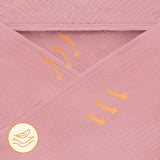 Prosop de baie, Lionelo, Cu gluga, Din muselina, 100% bumbac, 80x80 cm, Absorbtie eficienta, Roz