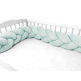 Protectie laterala, MimiNu, Pentru patut, Tip Bumper impletit, Din catifea, 220x23 cm, Cold Mint