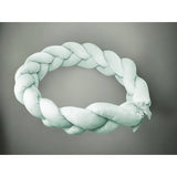 Protectie laterala, MimiNu, Pentru patut, Tip Bumper impletit, Din catifea, 220x23 cm, Cold Mint