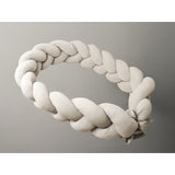 Protectie laterala, MimiNu, Pentru patut, Tip Bumper impletit, Din catifea, 240x23 cm, Soft, Beige