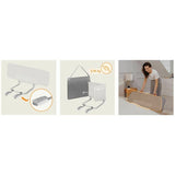 Protectie laterala pat, Lionelo, Lora, Pliabila, Sistem de blocare StandSafe, Geanta de transport inclusa, 105 x 45 cm, Bej