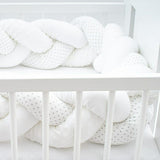 Protectie laterala, New Baby, Pentru patut, Tip Bumper impletit, Din bumbac, Din materiale certificate Oeko Tex Standard 100, Lungime 225 cm, Minky/Dot grey