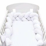 Protectie laterala, New Baby, Pentru patut, Tip Bumper impletit, Din bumbac, Din materiale certificate Oeko Tex Standard 100, Lungime 225 cm, Minky/Dot grey