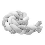 Protectie laterala, New Baby, Pentru patut, Tip Bumper impletit, Din bumbac, Din materiale certificate Oeko Tex Standard 100, Lungime 225 cm, Stars grey/white