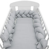 Protectie laterala, New Baby, Pentru patut, Tip Bumper impletit, Din muselina, Din materiale certificate Oeko Tex Standard 100, Lungime 225 cm, Grey