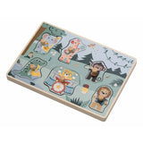 Puzzle muzical din lemn, Free2Play, Cu animalute din jungla, Cu sunete, Cu maner, Stimuleaza simturile, invatarea prin joc si imaginatia, 30x21,5x3,5 cm, Jungle