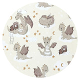 Aparatoare pentru patut, Qmini, Din bumbac certificat Oeko Tex Standard 100, 180x30 cm, Cu panglici, Dragons Beige