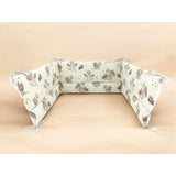 Aparatoare pentru patut, Qmini, Din bumbac certificat Oeko Tex Standard 100, 180x30 cm, Cu panglici, Dragons Beige