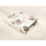 Cearceaf cu elastic, Qmini, Pentru patut 120X60 cm, Din bumbac certificat Oeko Tex Standard 100, Dragons Beige