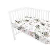 Cearceaf cu elastic, Qmini, Pentru patut 140X70 cm, Din bumbac certificat Oeko Tex Standard 100, Elephants on Rainbow
