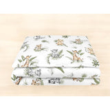 Lenjerie patut junior cu 2 piese, Qmini, Din bumbac certificat Oeko Tex Standard 100, 140 x 200 cm, Safari