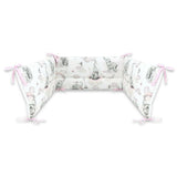 Lenjerie patut 3 piese, Qmini, Pentru patut 120x60 cm, Cu protectie laterala, Din bumbac certificat Oeko Tex Standard 100, Elephants on Rainbow Pink