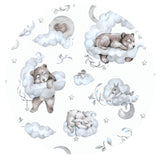 Lenjerie patut 3 piese, Qmini, Pentru patut 120x60 cm, Cu protectie laterala, Din bumbac certificat Oeko Tex Standard 100, Teddy Bear and Friends Blue