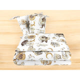 Lenjerie patut 3 piese, Qmini, Pentru patut 140x70 cm, Cu protectie laterala, Din bumbac certificat Oeko Tex Standard 100, Teddy Bear and Friends Beige