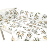 Lenjerie patut 3 piese, Qmini, Pentru patut 120x60 cm, Cu protectie laterala, Din bumbac certificat Oeko Tex Standard 100, Safari