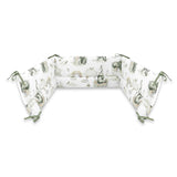 Lenjerie patut 3 piese, Qmini, Pentru patut 140x70 cm, Cu protectie laterala, Din bumbac certificat Oeko Tex Standard 100, Elephants on Rainbow