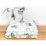 Lenjerie patut 3 piese, Qmini, Pentru patut 140x70 cm, Cu protectie laterala, Din bumbac certificat Oeko Tex Standard 100, Elephants on Rainbow