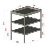 Masuta de schimbat, Qmini, Cu 2 polite pentru depozitare, Potrivita pentru saltelute de infasat de 70x50 cm, Inaltime 86 cm, Alb