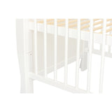Patut din lemn bebe, 120x60 cm, Cu sertar, Cu sina speciala pentru dentitie, Multifunctional, EN716-1, EN716-2, Alb, Qmini, Julia