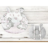 Perna bebelusi, Qmini, Ursulet, Multifunctionala, Cu doua fete, Tesatura pufoasa minky si bumbac, Materiale certificate Oeko Tex Standard 100, 30x23 cm, Minky Teddy Bear with Pink Heart