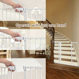 Poarta siguranta, Qmini, Thor, 74 - 109.4 cm, Inchidere automata, Sistem dublu de blocare, Otel, Garantie 5 ani, ASTM1004 si EN1930-2011, Alb