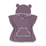 Poncho baie, Qmini, Cu gluga, buzunar si urechi, Materiale certificate Oeko Tex Standard 100, 1 - 4 ani, Heather