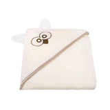 Prosop cu gluga, Qmini, Cu urechi, Din bumbac, Dimensiune mare 80x80 cm, Ecru Qwl