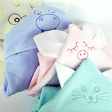 Prosop cu gluga, Qmini, Cu urechi, Din bumbac, Dimensiune mare 80x80 cm, Ecru Qwl