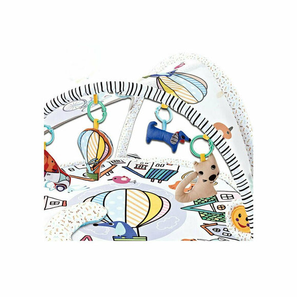 Qmini - Salteluta interactiva Abby , Cu muzica, 20 bile, 6 jucarii , Pentru activitati educationale, din Poliester, 85x85 cm, Multicolor, Resigilat