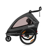 Carucior si remorca de bicicleta, Lionelo, Cama, Multifunctional, Pentru 1 sau 2 copii, Cu sistem de absorbtie a socurilor SIQ, Geamuri cu protectie solara, Negru