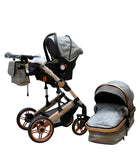 Carucior Teknum Jack model 3in1 , 0-36 luni, transformabil, reversibil, ultrapliabil,  culoare GRI, BBD588G