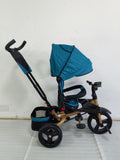 Tricicleta cu pozitie de somn, scaun rotativ si muzica distractiva, Turcoaz  5099NWM