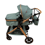 Carucior 2 in 1 Belecoo XID, cu inchidere compacta, 0-36 luni, reversibil Verde