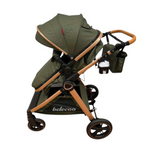 Carucior 2 in 1 Belecoo XID, cu inchidere compacta, 0-36 luni, reversibil Verde Olive