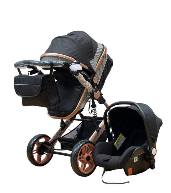 Carucior 3in1 Teknum Jack , 0-36 luni, transformabil, reversibil, ultrapliabil,  culoare NEGRU