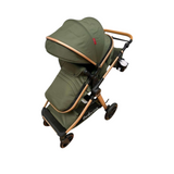 Carucior 2 in 1 Belecoo XID, cu inchidere compacta, 0-36 luni, reversibil Verde Olive