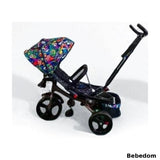 Tricicleta Jazz +8 luni cu pozitie de somn, scaun rotativ si muzica distractiva, Multicolor , Cadrul maroniu