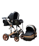 Carucior 3in1 Teknum Jack , 0-36 luni, transformabil, reversibil, ultrapliabil,  culoare NEGRU