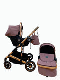 Carucior 3 in 1, Kidilo, cu suspensii, Geanta termica pentru accesorii si salteluta, Landou reversibil, Cadru aluminiu, BBDA10PURPLE
