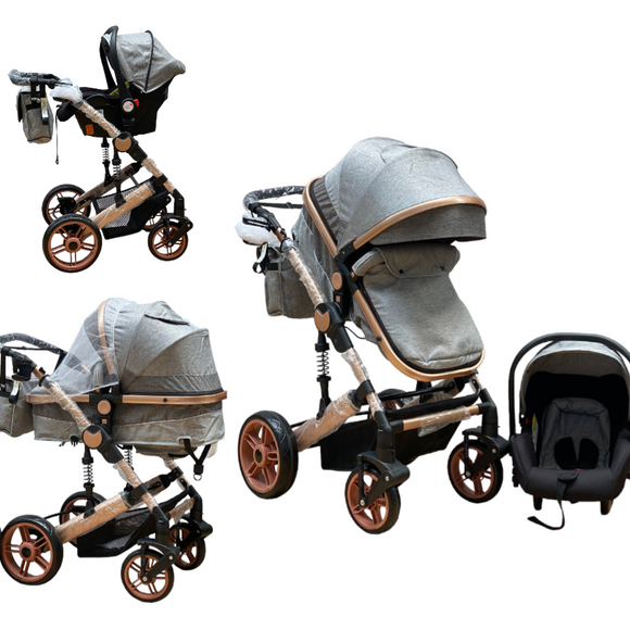 Carucior Teknum Jack model 3in1 , 0-36 luni, transformabil, reversibil, ultrapliabil,  culoare GRI, BBD588G