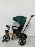 Tricicleta pentru copii, muzicala,cu pozitie de somn si scaunel reversibil, VERDE SMARALD