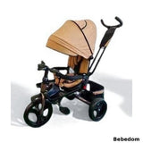 Tricicleta Jazz +8 luni pozitie de somn, scaun rotativ si muzica distractiva, Bej, Cadrul maroniu