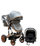 Carucior Teknum Jack model 3in1 , 0-36 luni, transformabil, reversibil, ultrapliabil,  culoare GRI, BBD588G