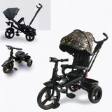 Tricicleta Jazz +8 luni evolutiva, cu pozitie de somn, scaun rotativ si muzica distractiva, culoare NEGRU AURIU, Cadrul maroniu