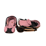 Carucior 3 in 1 Belecoo XID cu landou transformabil,pliere compacta reversibil, recomandat 0-36 luni culoare Roz, BBDXID3ROZ