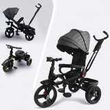 Tricicleta  plus 8 luni evolutiva, cu pozitie de somn, scaun rotativ si muzica distractiva, culoare GRI STEA, BBD5099EVAGS