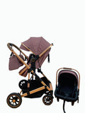 Carucior 3 in 1, Kidilo, cu suspensii, Geanta termica pentru accesorii si salteluta, Landou reversibil, Cadru aluminiu, BBDA10PURPLE