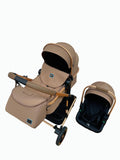 Carucior 3 in 1, Kidilo, cu suspensii, Geanta termica pentru accesorii si salteluta, Landou reversibil, Cadru aluminiu, BBDA10COFFE
