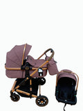 Carucior 3 in 1, Kidilo, cu suspensii, Geanta termica pentru accesorii si salteluta, Landou reversibil, Cadru aluminiu, BBDA10PURPLE